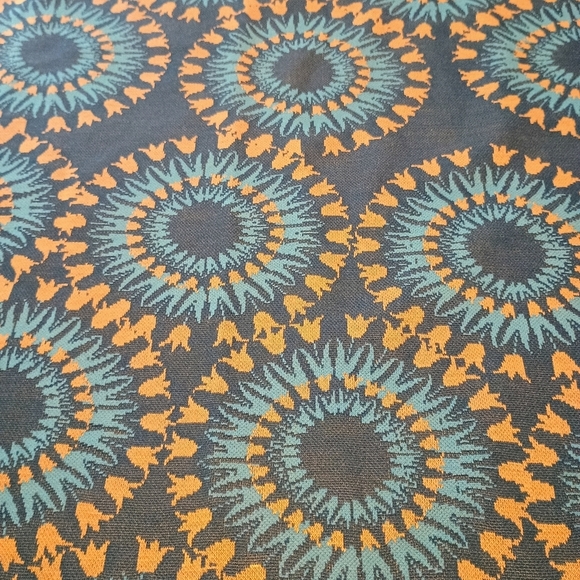 NWT Lularoe Cassie Pencil Skirt Size Large Teal Gold Tulips Print Fall Colors - Picture 2 of 8